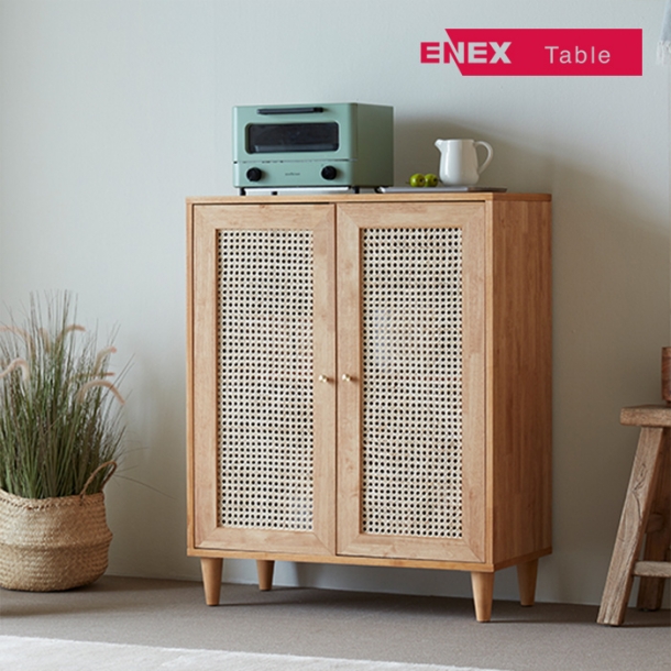 [시즌마감] 비엣 원목 라탄 800 낮은 수납장